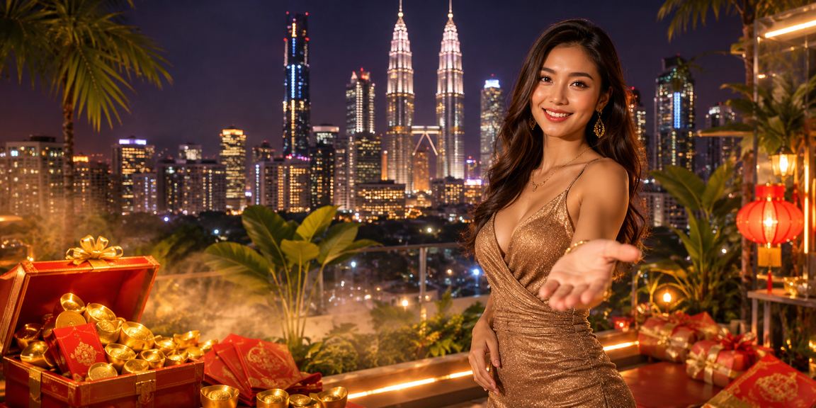 Bonus sampul merah di Kuala Lumpur dengan gaya Malaysia yang meriah menggambarkan hadiah platform dalam talian
