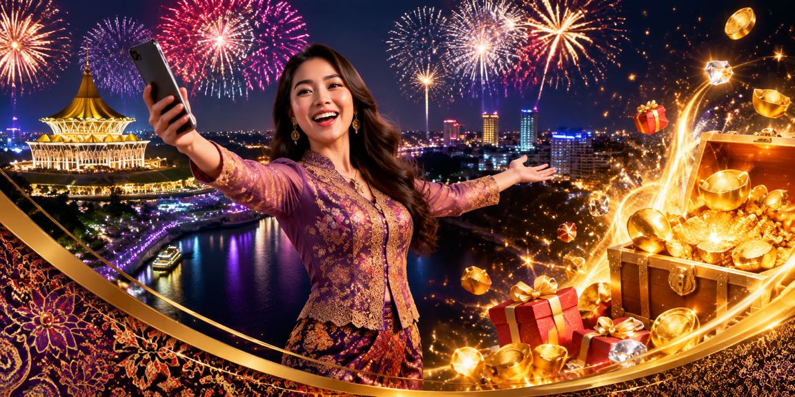 Kasino mudah alih di Kuching dengan motif batik Malaysia yang memperlihatkan pengalaman permainan digital tempatan